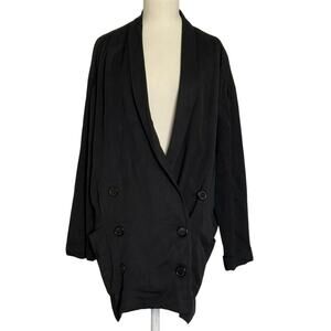 Norma Kamali Oversized Black Double Breasted Jacket Womens Size 4